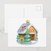 Christmas House Ornament en Leuke Teddy Bear Feestdagenkaart (Voorkant / Achterkant)