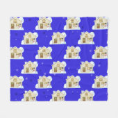 Christmas House Pattern - Blue Background Fleece Deken (Voorkant (Horizontaal))