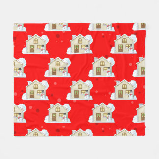 Christmas House Pattern Fleece Deken