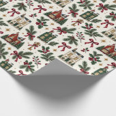 Christmas House Pattern Wrapping Paper Cadeaupapier (Hoek)