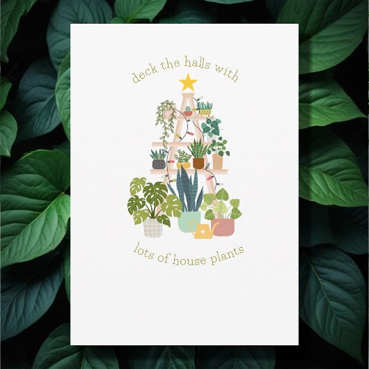 Christmas House Plant Foto Flat Holiday Kaart