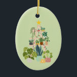 Christmas House Plant Keramisch Ornament<br><div class="desc">Breng een vleugje groen in je vakantieseizoen! Dit charmante kerstornament is voorzien van prachtig geïllustreerde huis planten versierd met feestelijke versieringen,  de perfecte aanvulling op uw kerstboom.</div>