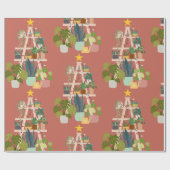 Christmas House Plant Wrapping Paper Cadeaupapier (Vlak)