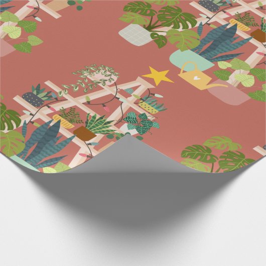 Christmas House Plant Wrapping Paper Cadeaupapier (Hoek)