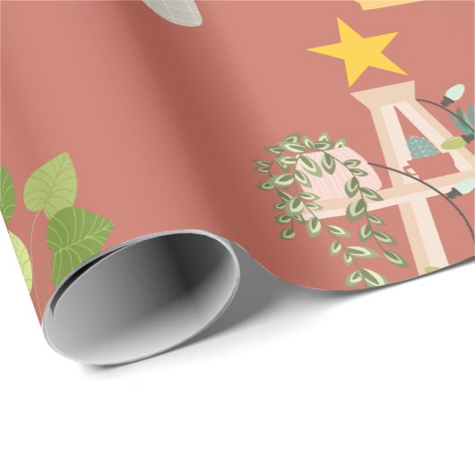 Christmas House Plant Wrapping Paper Cadeaupapier (Rol Hoek)