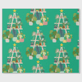 Christmas House Plant Wrapping Paper Cadeaupapier (Vlak)