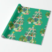 Christmas House Plant Wrapping Paper Cadeaupapier (Uitgerold)