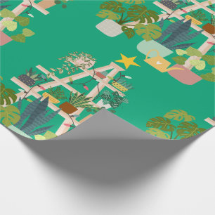 Christmas House Plant Wrapping Paper Cadeaupapier
