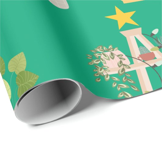 Christmas House Plant Wrapping Paper Cadeaupapier (Rol Hoek)