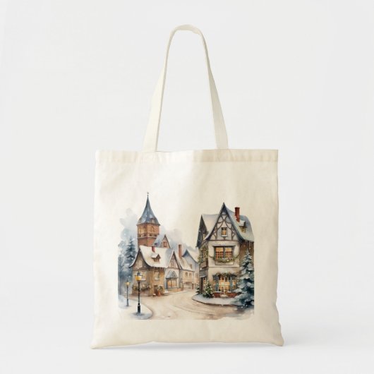 Christmas House Sneeuw Tote Bag (Voorkant)