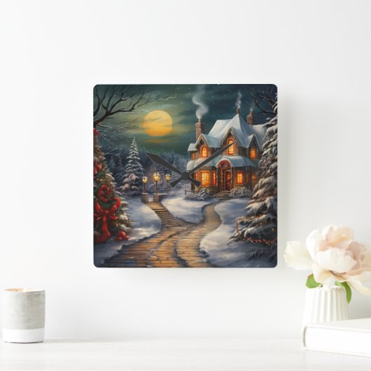 Christmas House wandklok (Huis)