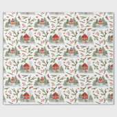 Christmas House Waterverf Pattern Cadeaupapier (Vlak)