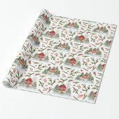 Christmas House Waterverf Pattern Cadeaupapier (Uitgerold)