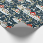 Christmas House Waterverf Pattern Cadeaupapier (Hoek)