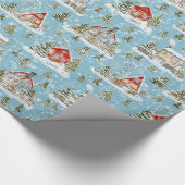 Christmas House Waterverf Pattern Cadeaupapier (Hoek)