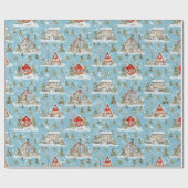 Christmas House Waterverf Pattern Cadeaupapier (Vlak)
