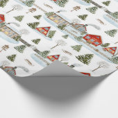 Christmas House Waterverf Pattern Cadeaupapier (Hoek)