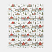 Christmas House Waterverf Pattern Fleece Deken (Voorkant)