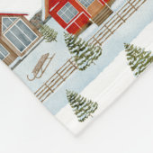 Christmas House Waterverf Pattern Fleece Deken (Hoek)