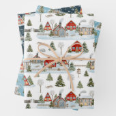Christmas House Waterverf Pattern Inpakpapier Vel (In situ)