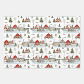 Christmas House Waterverf Pattern Inpakpapier Vel (Voorkant)