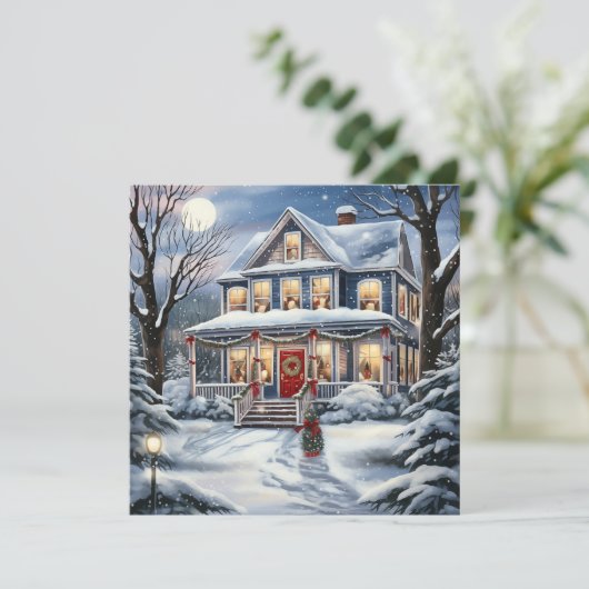 Christmas House Wenskaart Feestdagenkaart (Staand voorkant)