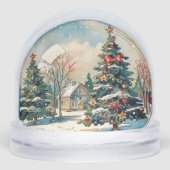 Christmas House Winterscape Snow Trees Sneeuwbol (Voorkant)