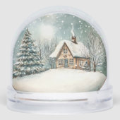 Christmas House Winterscape Snow Trees Sneeuwbol (Achterkant)