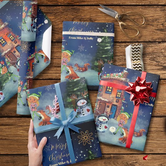 Christmas House & Woodland Friends Wrapping Paper Cadeaupapier
