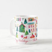 Christmas Houses Happy Holidays Koffiemok (Voorkant links)