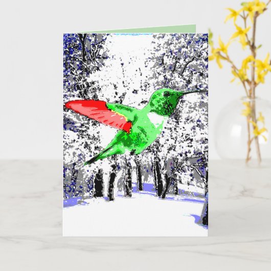 Christmas Hummingbird Kaart (Gele Bloem)