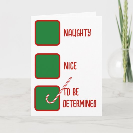 Christmas Humor Naughty Or Nice Check Boxes  Kaart (Voorkant)