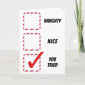 Christmas Humor Naughty Or Nice Check Boxes Kaart (Voorkant)