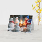 Christmas Humor With Melting Snowmen  Kaart (Gele Bloem)