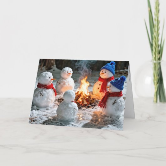 Christmas Humor With Melting Snowmen  Kaart (Voorkant)