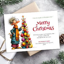 Christmas Humor Woman Custom Greeting Download Feestdagenkaart