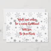 Christmas Huskies trekken slee gepersonaliseerd Feestdagenkaart (Achterkant)