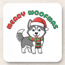 Christmas Husky Coaster: Merry Woofmas Bier Onderzetter