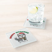 Christmas Husky Coaster: Merry Woofmas Glazen Onderzetter (Schuin)