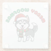 Christmas Husky Coaster: Merry Woofmas Glazen Onderzetter (Achterkant)