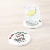 Christmas Husky Coaster: Merry Woofmas Zandsteen Onderzetter (Zijkant)