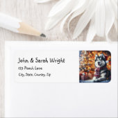 Christmas Husky Dog Adreslabel Etiket (Insitu)