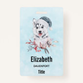 Christmas Husky Dog in a Santa Hat Badge (Voorkant)