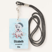 Christmas Husky Dog in a Santa Hat Badge (Achterkant met draagriem)