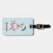 Christmas Husky Dog in a Santa Hat Bagagelabel (Voorkant horizontaal)