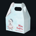 Christmas Husky Dog in a Santa Hat Bedankdoosjes<br><div class="desc">Een kleine gunstdoos met een griezelig en leuk waterverf schilderij van een husky dog met een blauwe kersthoed.</div>
