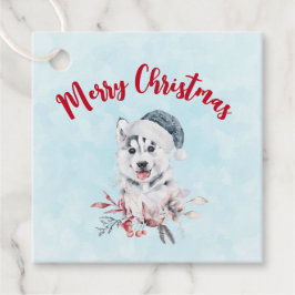 Christmas Husky Dog in a Santa Hat Bedankjes Labels