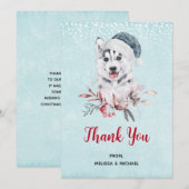 Christmas Husky Dog in a Santa Hat Bedankkaart (Voorkant / Achterkant)