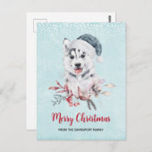 Christmas Husky Dog in a Santa Hat Briefkaart (Voorkant / Achterkant)