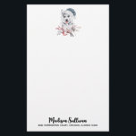 Christmas Husky Dog in a Santa Hat Briefpapier<br><div class="desc">Stationery met een griezelig en schattig schilderij van een husky hond met een blauwe kersthoed.</div>